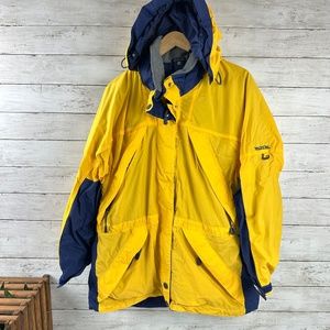 Vintage Pacific Trail Wind Jacket Womens XL Yellow BLue Ski Snow Coat Gorp‎